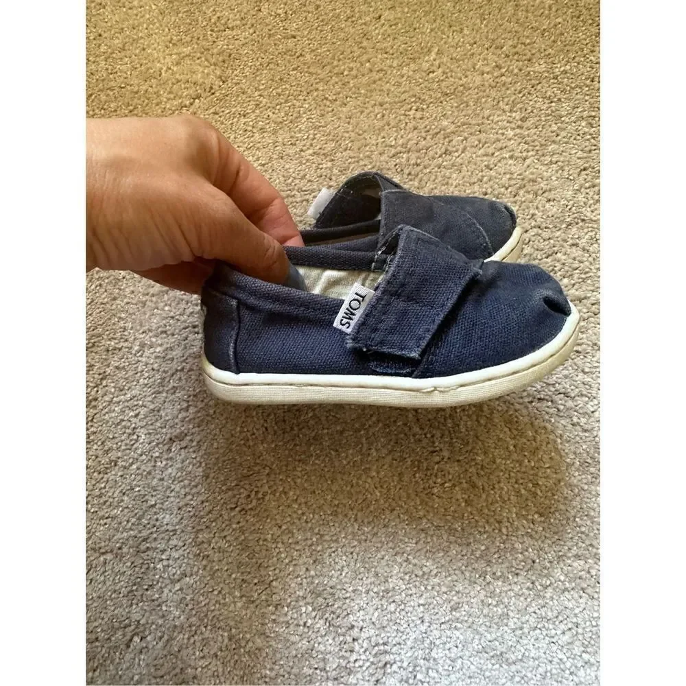 TOMS Alpargata Canvas Navy Blue Shoes - Toddler 5